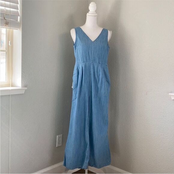 J. Crew Chambray Wrap Tie Jumpsuit - Picture 3 of 12